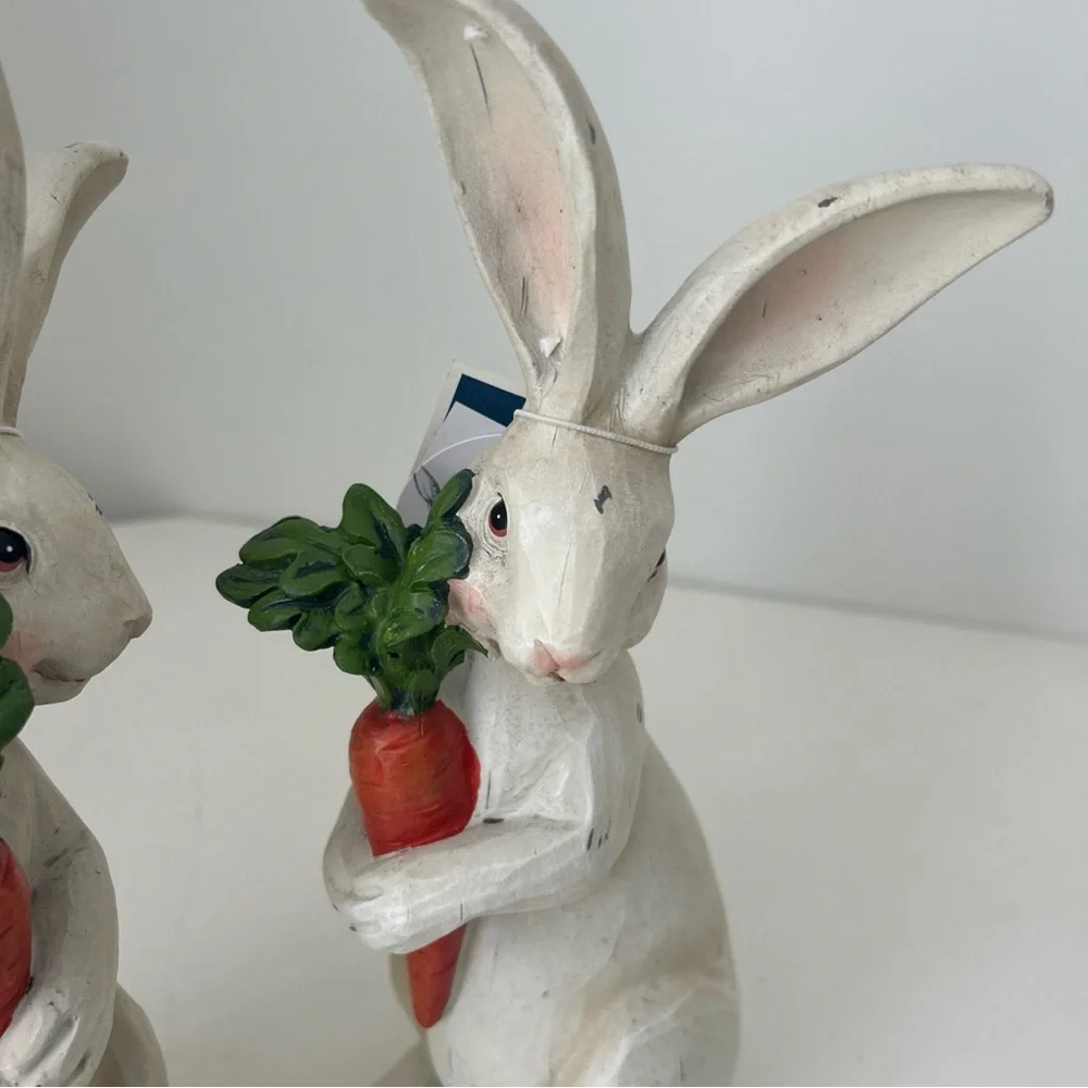 White Bunny Figurines with Carrots by Martha Stewart Set of 2 - Picture 6 of 9